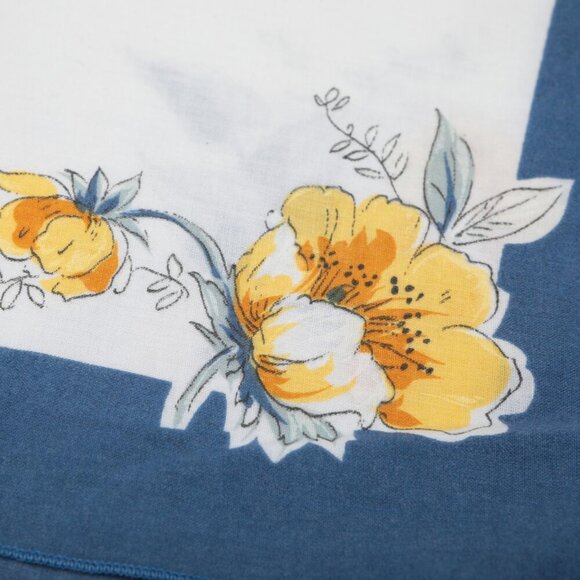 Vintage Floral Napkins 2pk Handkerchief Cottagecore Blue Yellow White Square - Picture 9 of 9